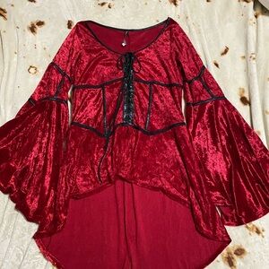 Lip Service Red Velvet Corset Tunic with Black Trim